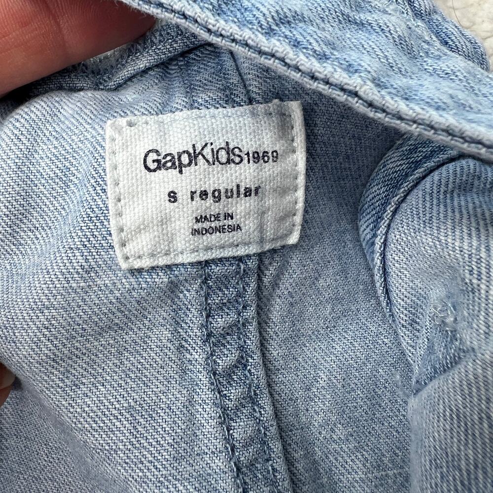 Gap Kids Denim Faded Bleached Short Overalls Small - Picture 5 of 11